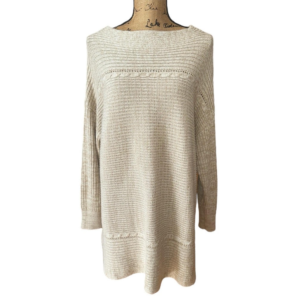 Westport Women’s Tan Drop Sleeve Ribbed Knit Tunic Pullover Sweater Size 1X